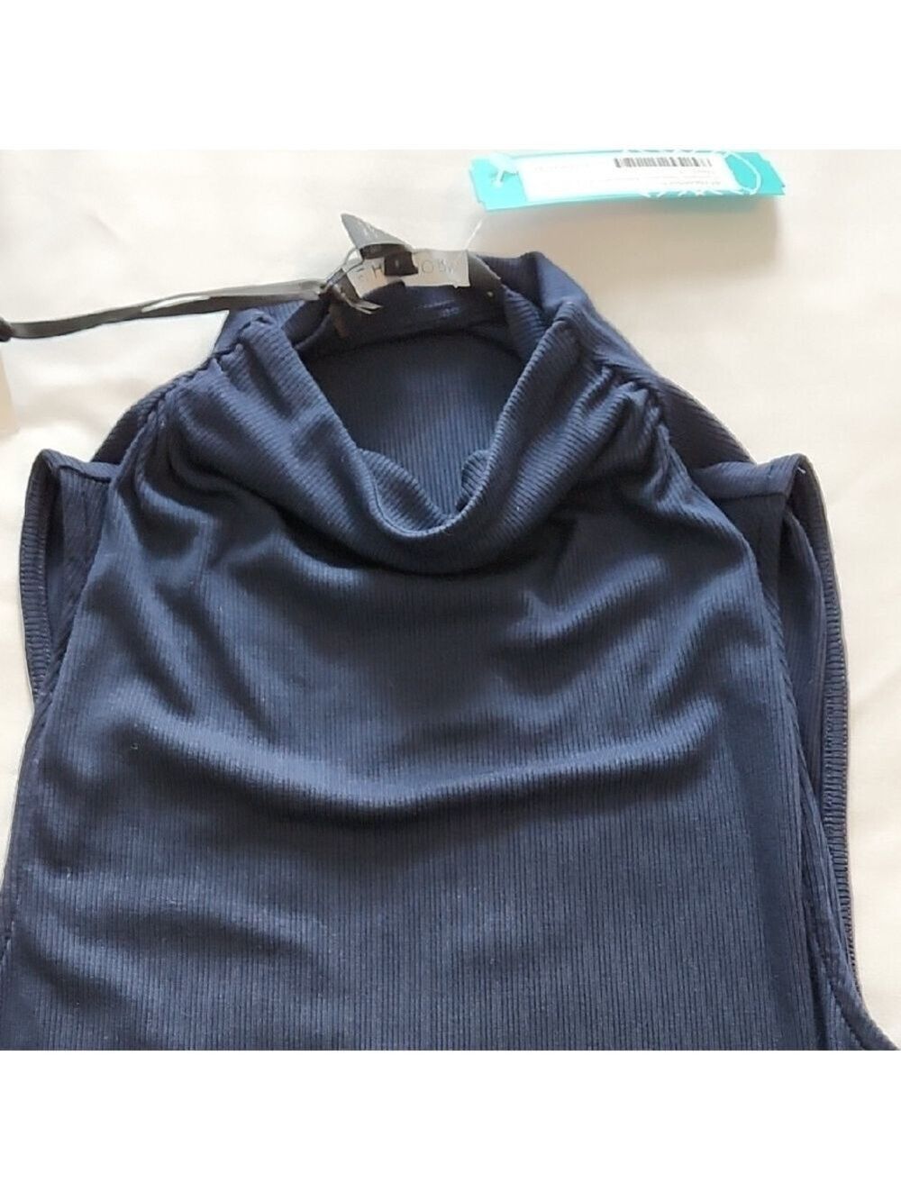 Sleeveless Navy Mock Tank Top - Picture 4 of 8